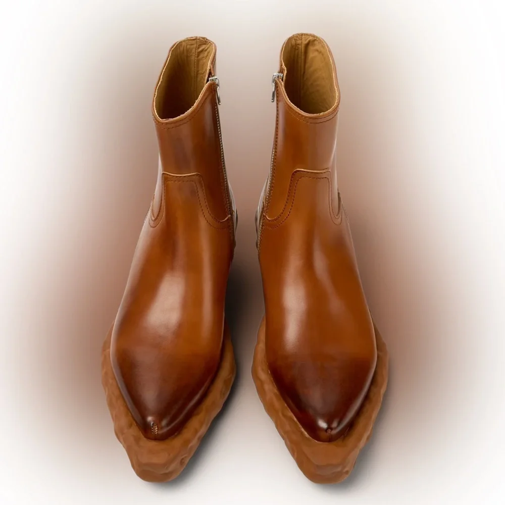New Camperlab Venga Brown Leather Boots Funky Unique Unisex Sz 41